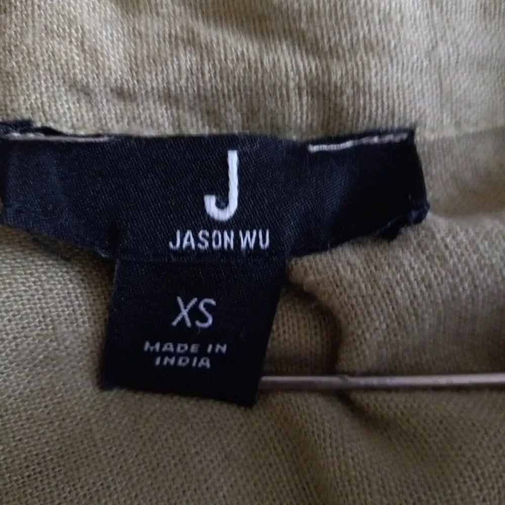 J Jason Wu X-Small Dip Dye Button Front Blouse-Linen Blend-Ombre-Roll Tab Sleeve